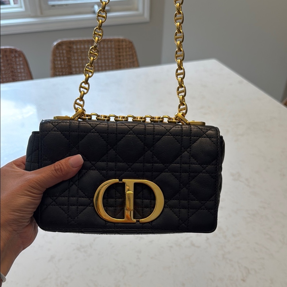 Dior Black and Gold Mini Bag with Quilted Design - Picture 2 of 7